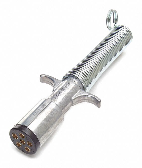 TRAILER PLUG W GUARD, 6-POLE/HEAVY-DUTY, 2, 1/2 IN MOUNTING HOLES, DIE-CAST ZINC HOUSING