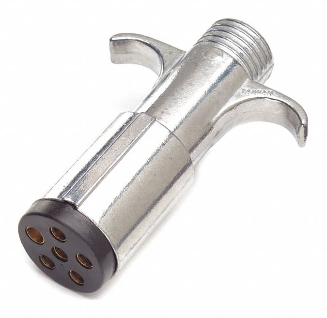 TRAILER PLUG, HEAVY-DUTY/6-POLE, 2, 1/2 IN MOUNTING HOLES, DIE-CAST ZINC HOUSING