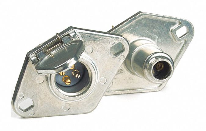 4-POLE SOCKET W ENCLOSED TERMINALS, SPLIT-PIN, 2, 1/4 IN MOUNTING HOLES, DIE-CAST ZINC HOUSING