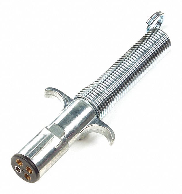 TRAILER PLUG W SPRING, 4-POLE, 2, 1/4 IN MOUNTING HOLES, DIE-CAST ZINC HOUSING