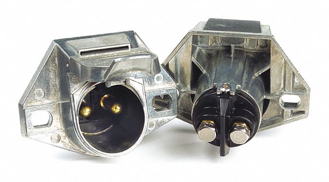 TRAILER SOCKET, 2-POLE, 200 AMP, 2, 1/4 IN MOUNTING HOLES, DIE-CAST ZINC HOUSING