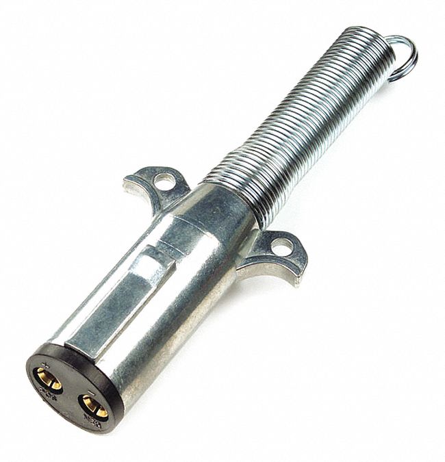 TRAILER PLUG W SPRING, 2-POLE, 200 AMP, 2, 1/4 IN MOUNTING HOLES, DIE-CAST ZINC HOUSING