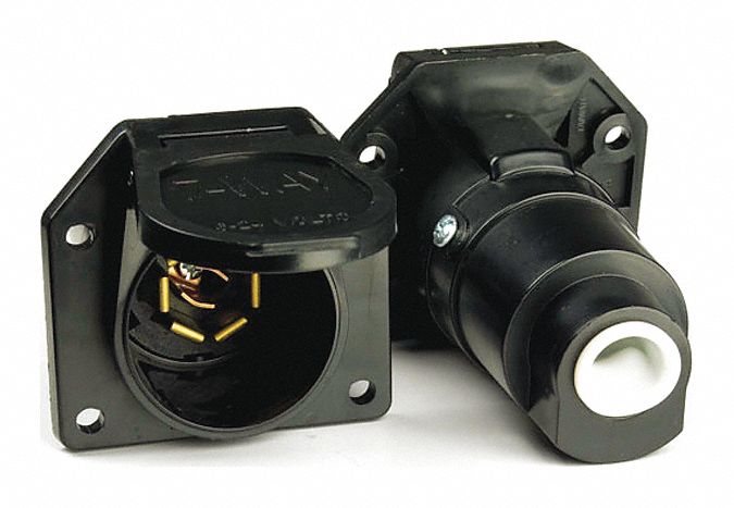 RV SOCKET W ENCLOSED TERMINAL, 7-POLE, 12V/24V/30 AMP, TIN-PLATED COPPER TERMINAL, NYLON FINISH
