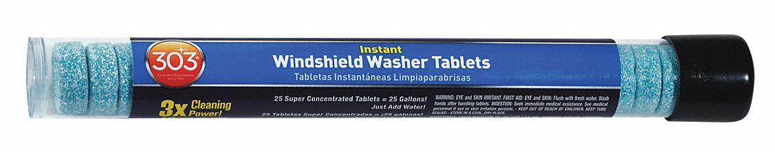 Windshield Washer: 1 Tablet Size, Tube, 32°F Freezing Point (F), 1 Tablet:1 Gal., 25 PK