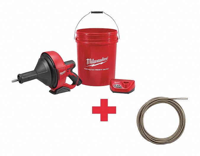 Drain Gun Kit Battery Included, 11/4 in to 21/2 in Drain Line Capacity I.D., 12.0 V Grainger