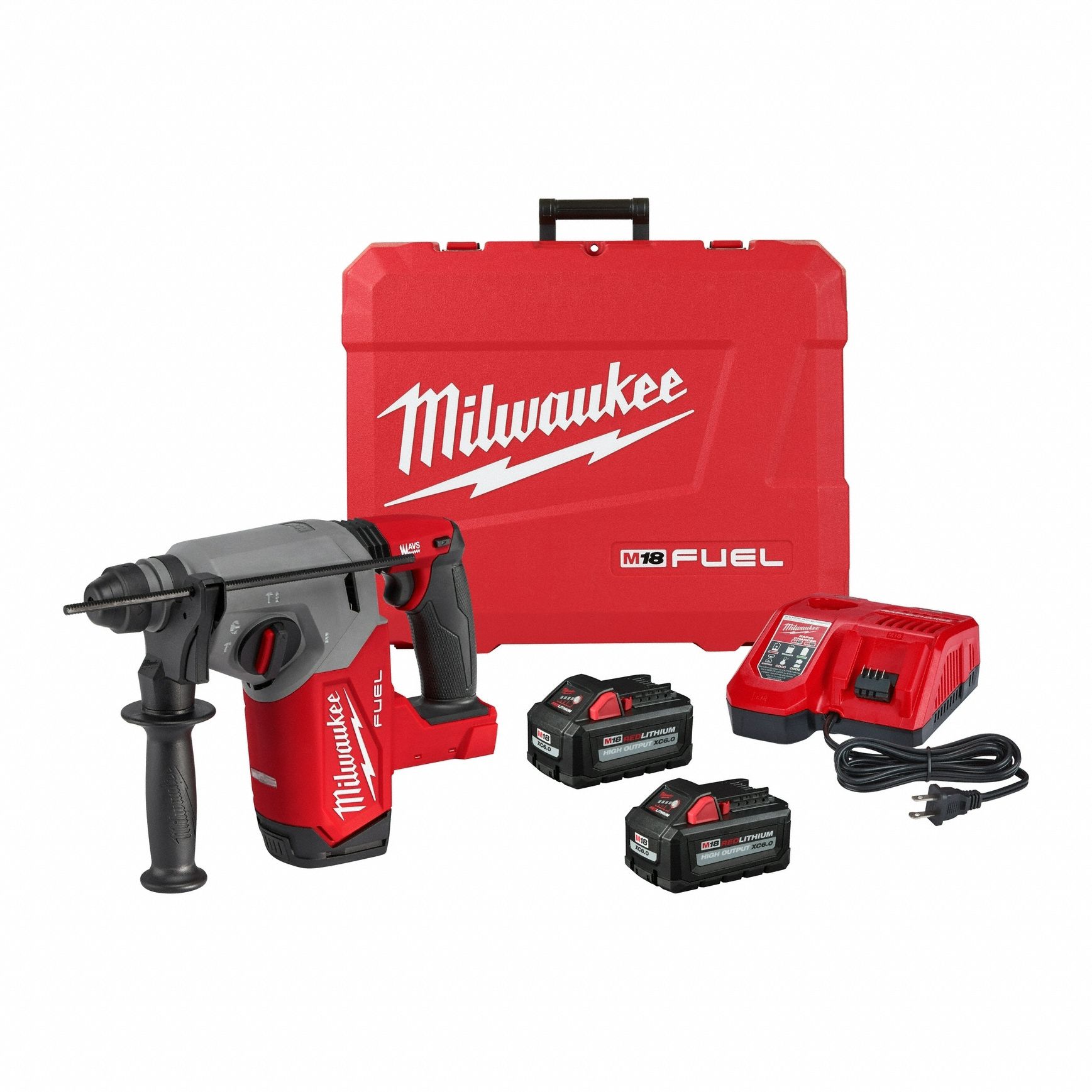 Cordless Rotary Hammer Kit: L-Shape, 18V DC, SDS-Plus, 1 in max, 6.0 Ah, 2.0 ft-lb
