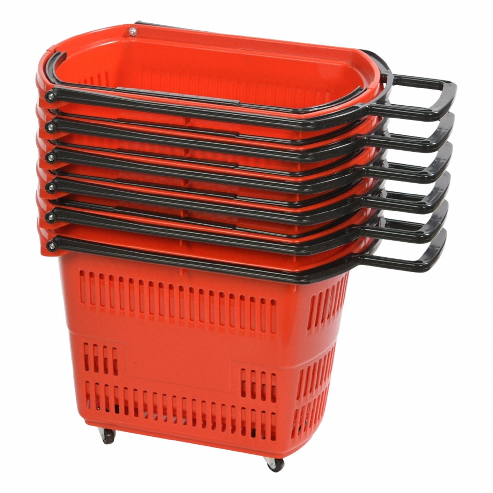 Shopping Basket: Red, 14 1/2 in Overall Ht, 20 in Overall Wd, 13 in Overall Lg, Plastic, Plastic
