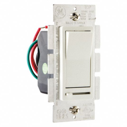 GE Rocker Switch, Dimmer, 3Way, White 291D6818023 Grainger
