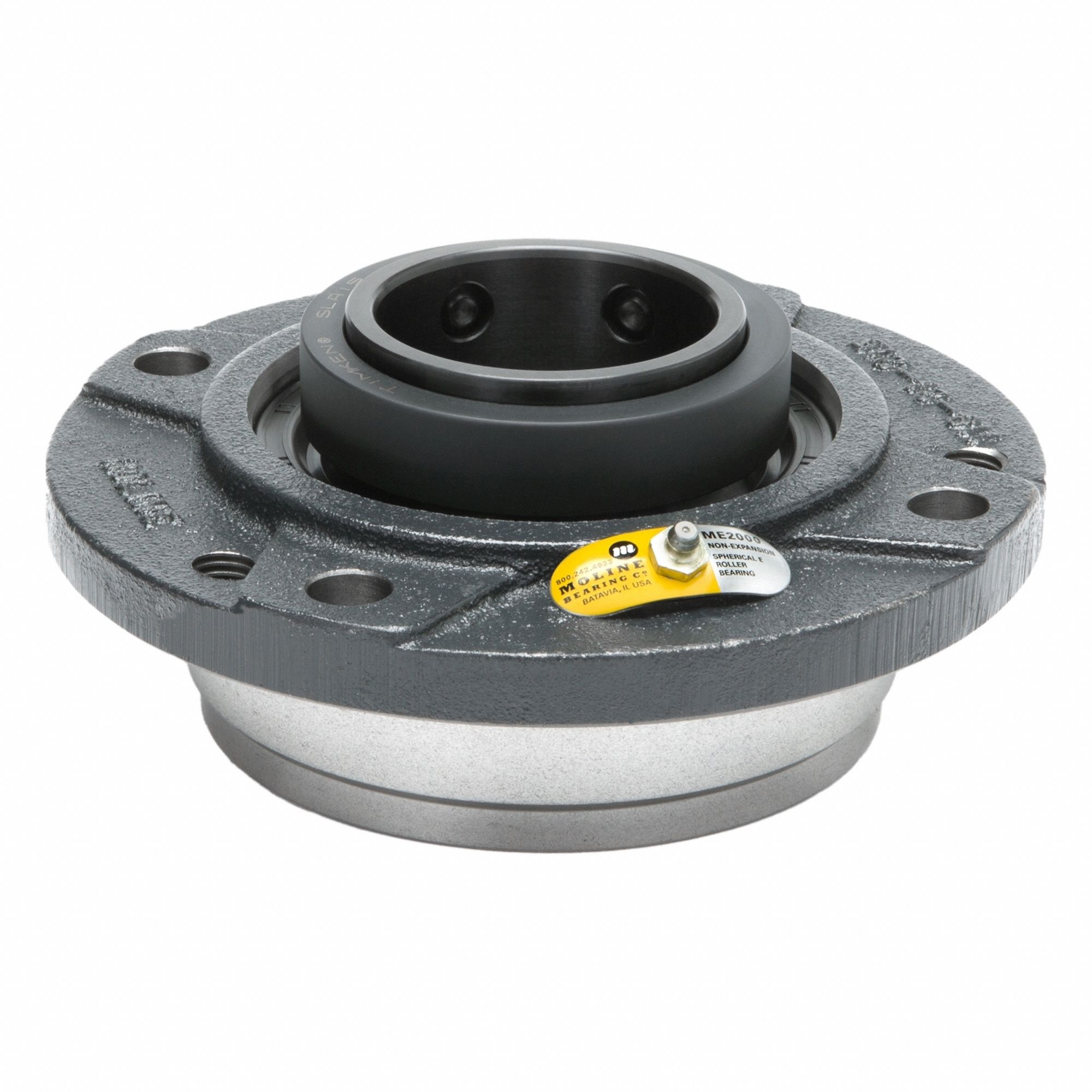 4 Bolt Flange Bearing: Spherical Roller, 1 11/16 in Bore, Cast Iron, Set Screws, Iron