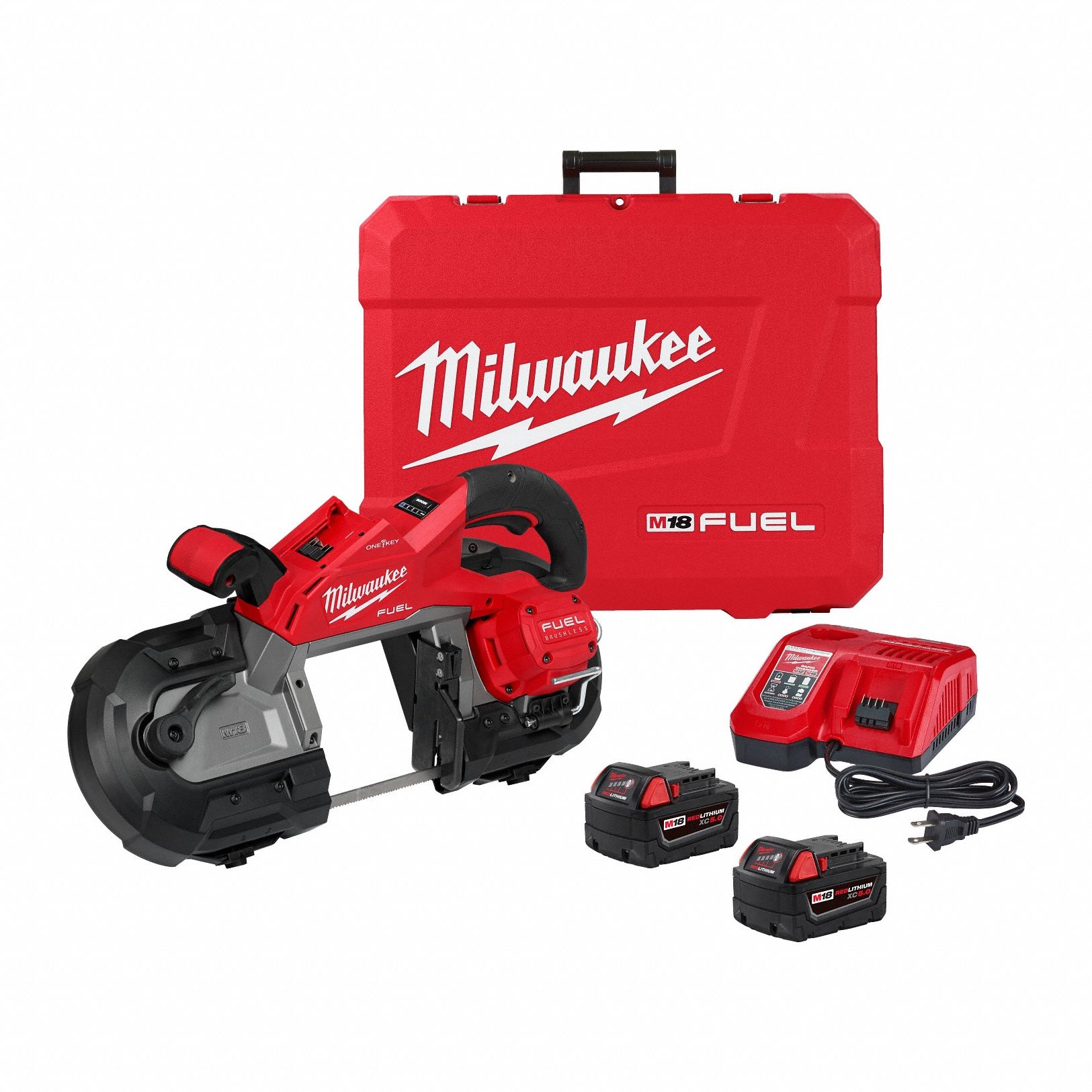 Band Saw Kit: 1 Battery, 1 Charger, 44 7/8 in Blade Lg, 5 in Cutting Lg - Max, Brushless