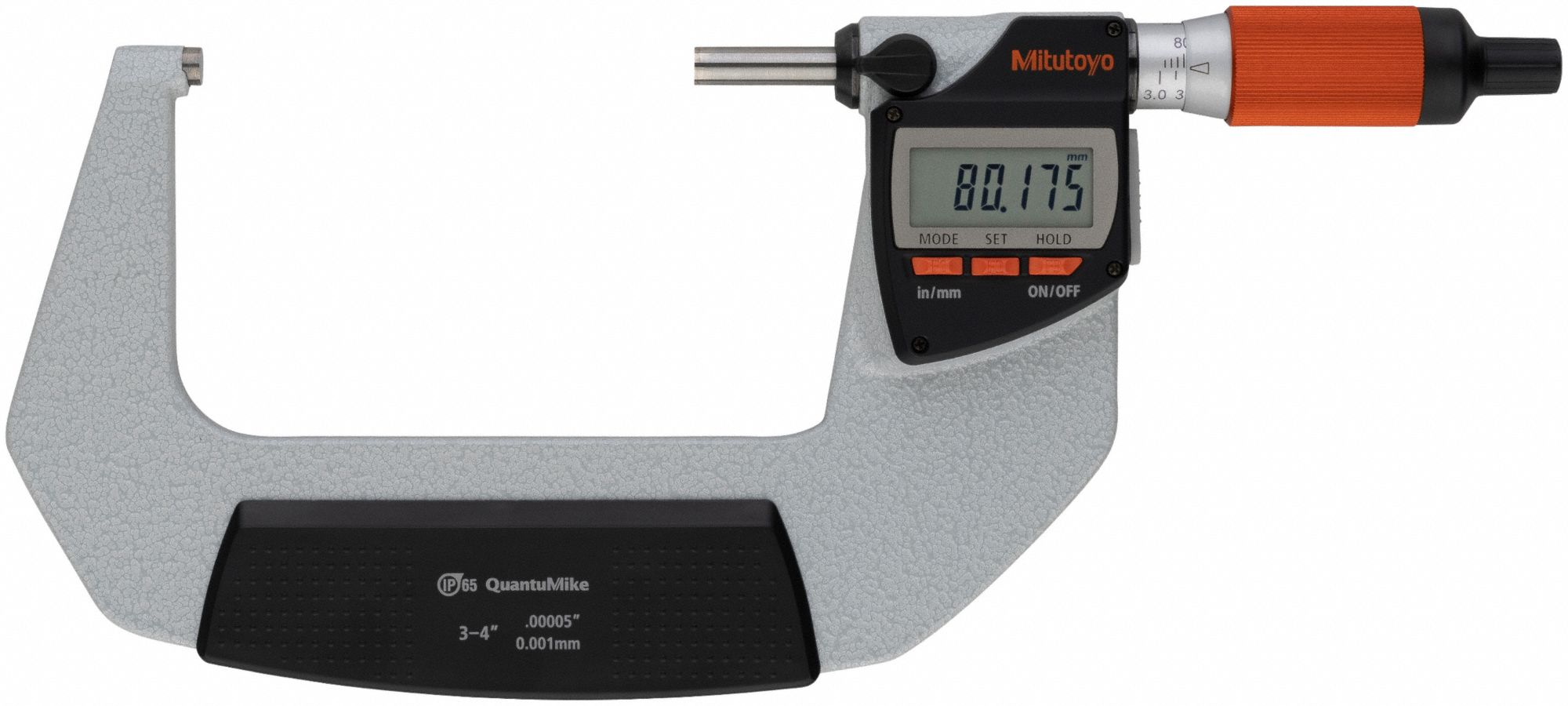 Digital Outside Micrometer: 3 in to 4 in /101.6 mm to 127 mm, Inch/Metric, IP65