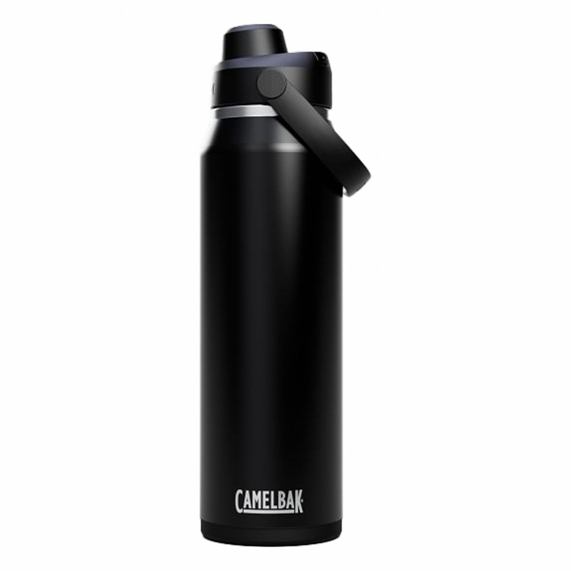 Bottle: 32 oz Capacity, Black, Stainless Steel, Not BPA-Free, 13 in Overall Ht, Bottle