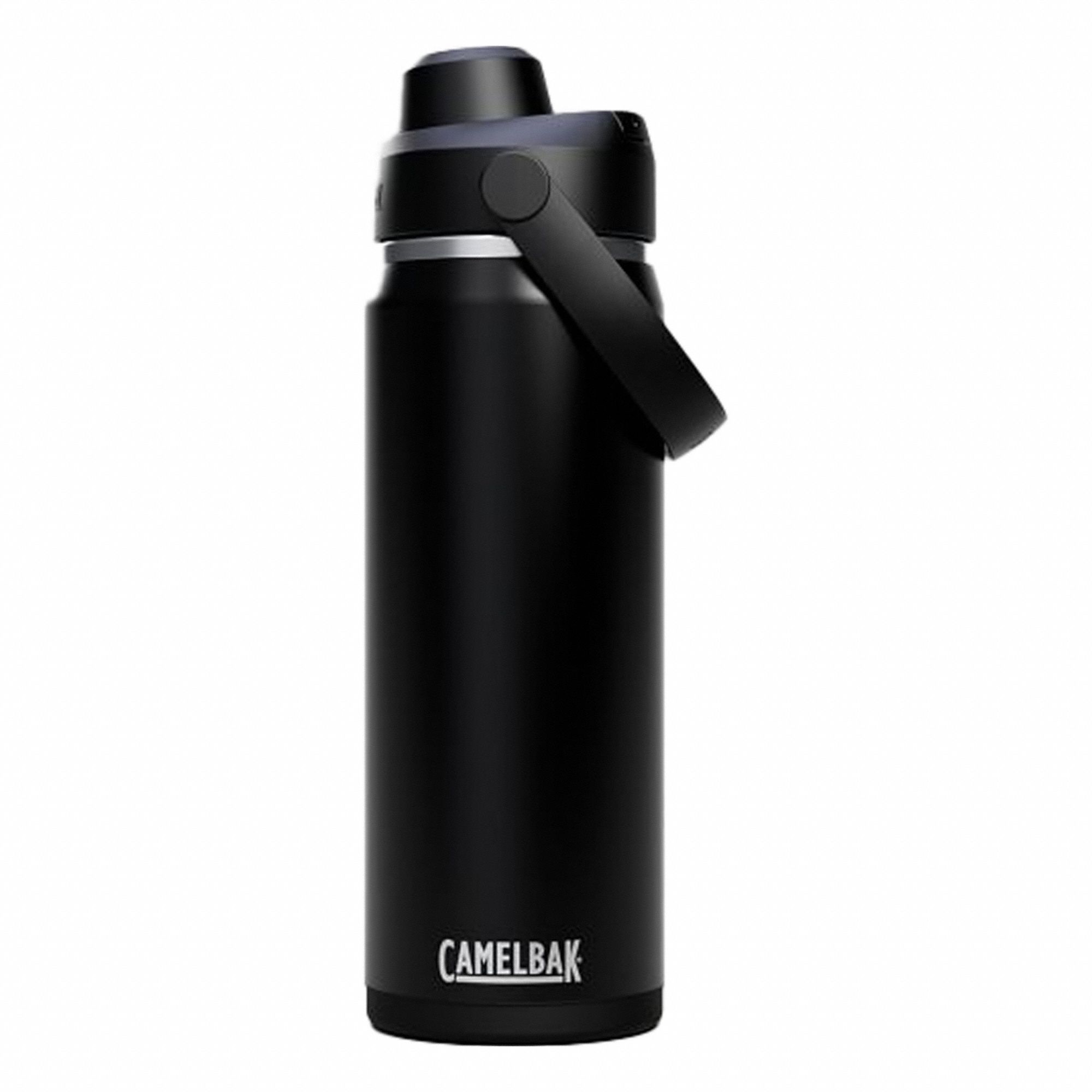 Bottle: 20 oz Capacity, Black, Stainless Steel, Not BPA-Free, 11 in Overall Ht, Bottle