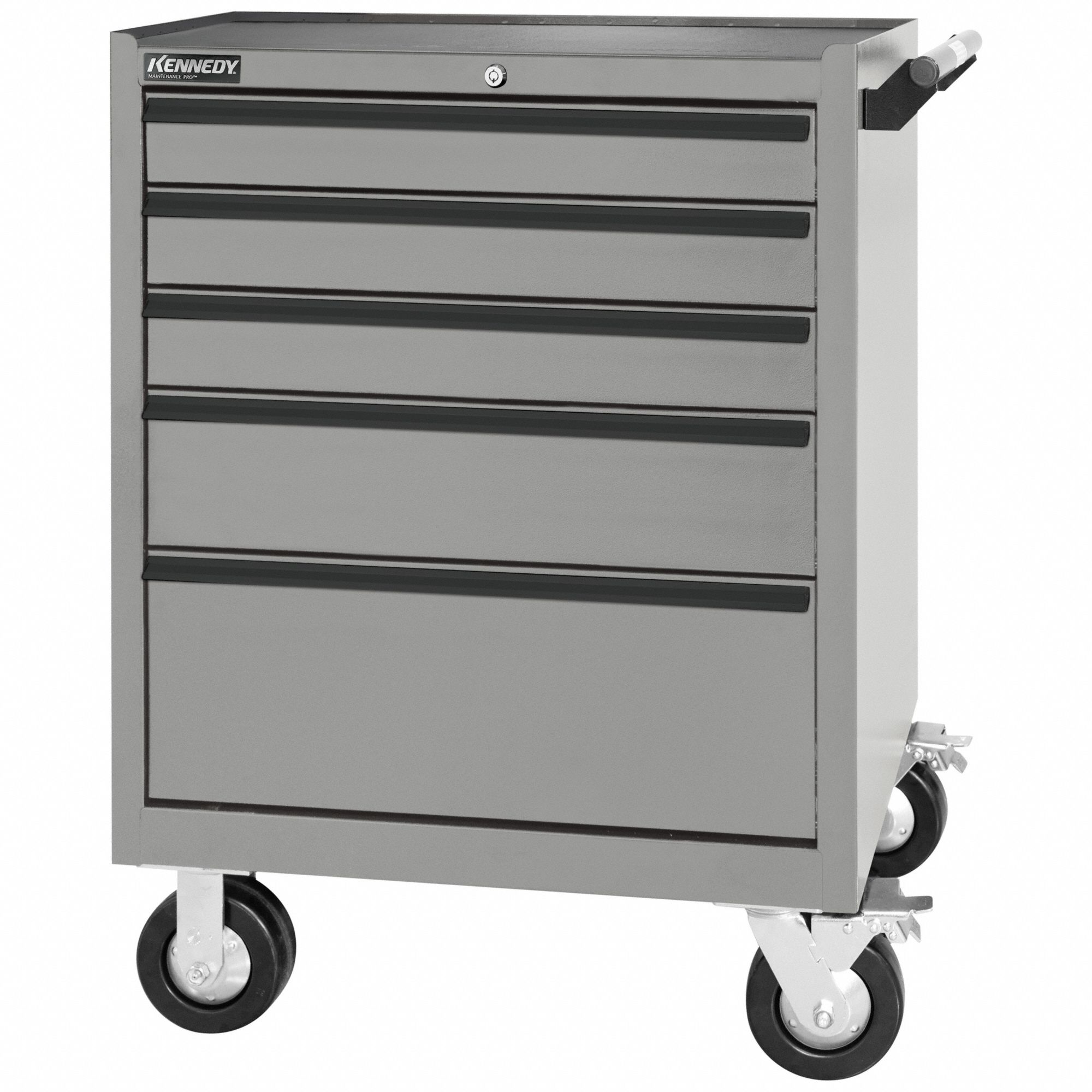 Rolling Tool Cabinet: Gray / Gray Drawer, 29 in W x 20 in D x 40 in H, 5 Drawers