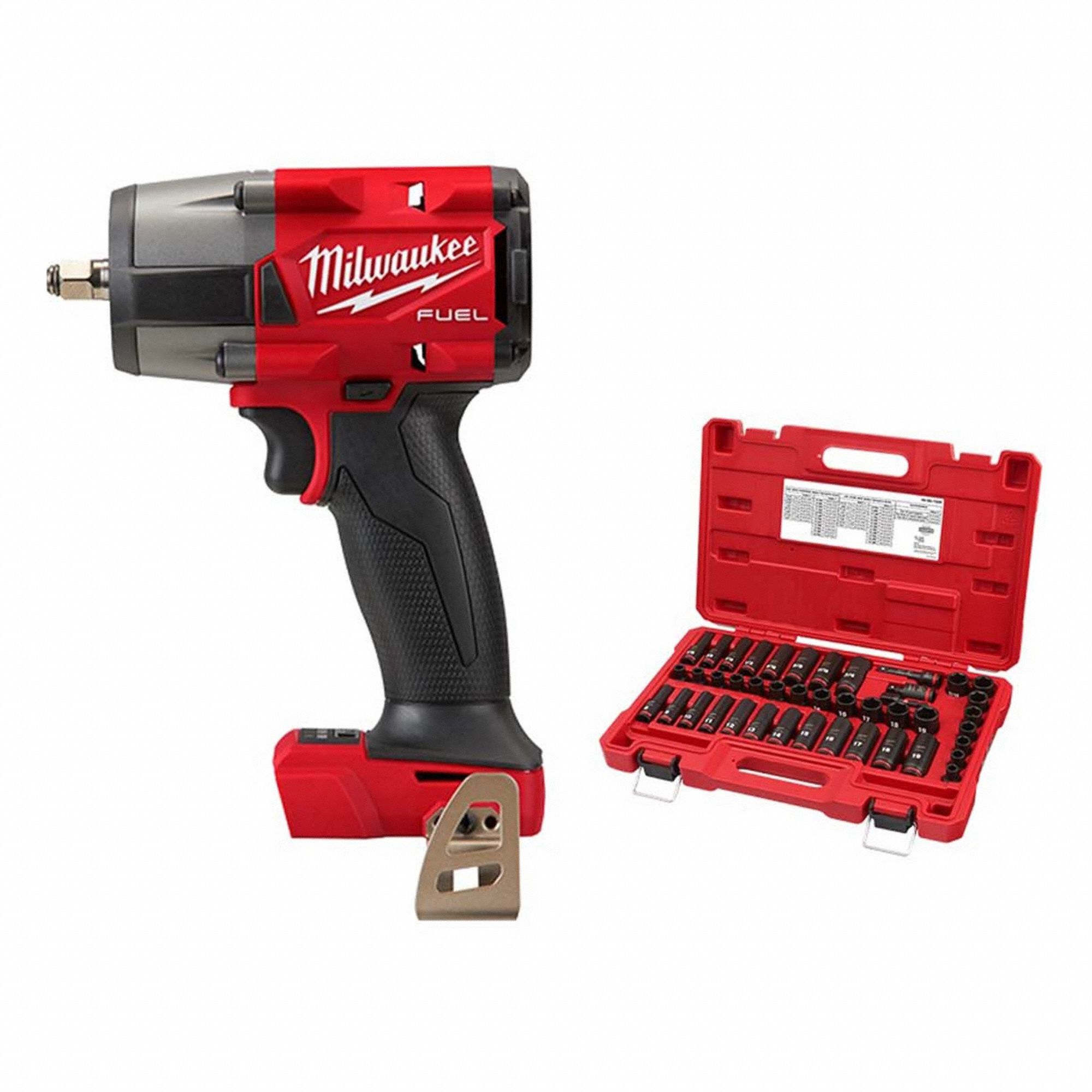 Impact Wrench Kit: 3/8 in Drive Size, 550 ft-lb Fastening Torque, Brushless, 18 V DC Volt