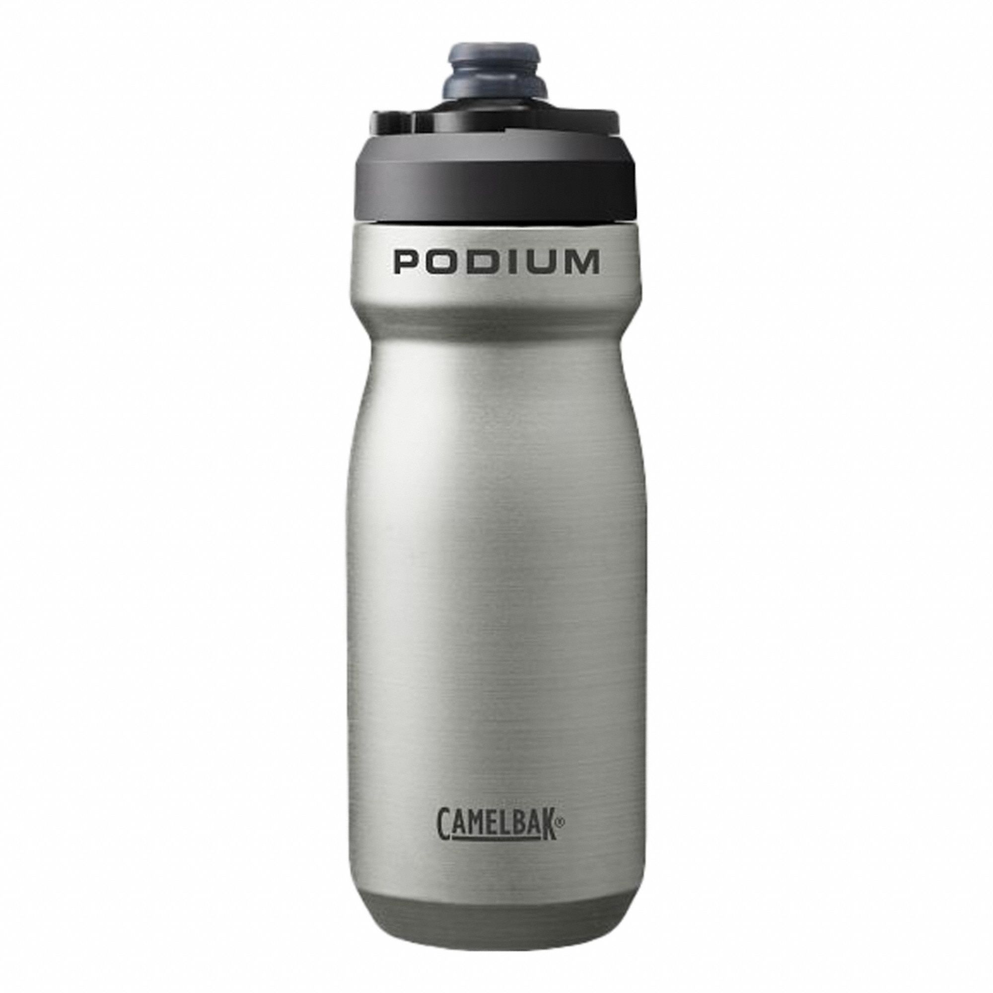 Bottle: 18 oz Capacity, Silver, Stainless Steel, BPA-Free, 8 3/4 in Overall Ht, Bottle