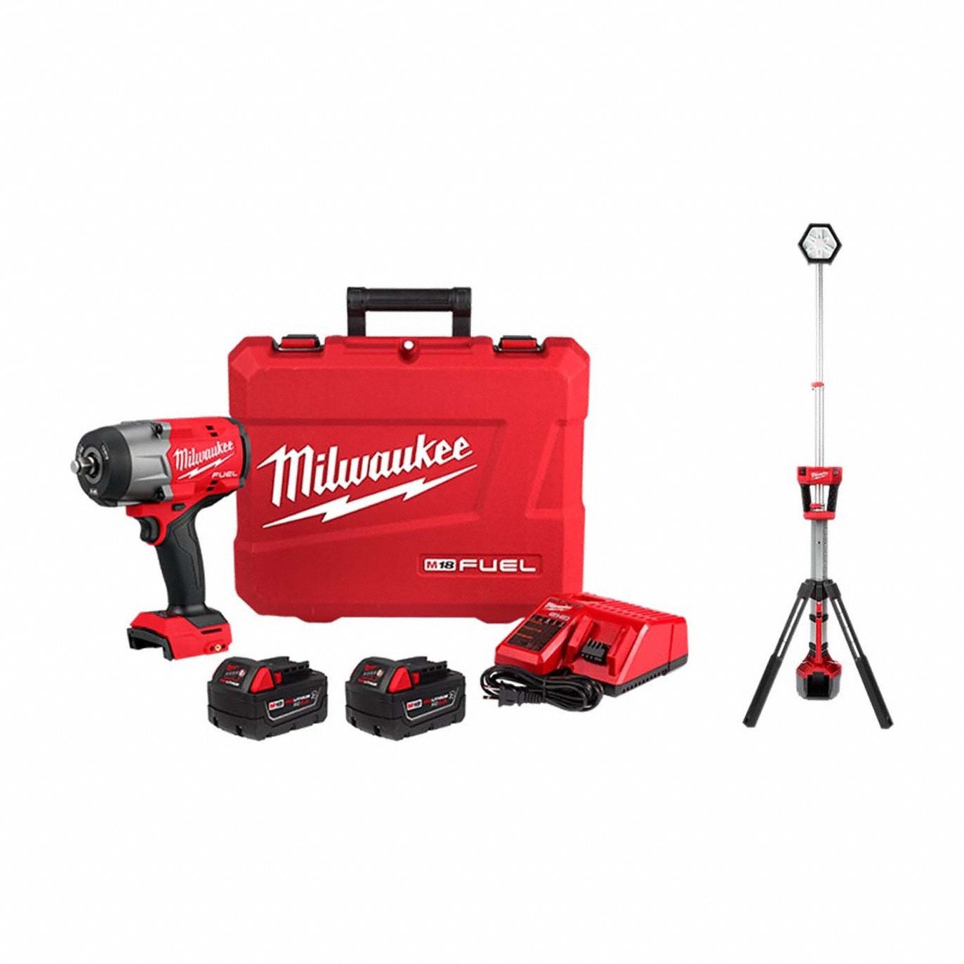 Impact Wrench Kit: 1/2 in Drive Size, 1, 100 ft-lb Fastening Torque, Brushless, M18 FUEL™