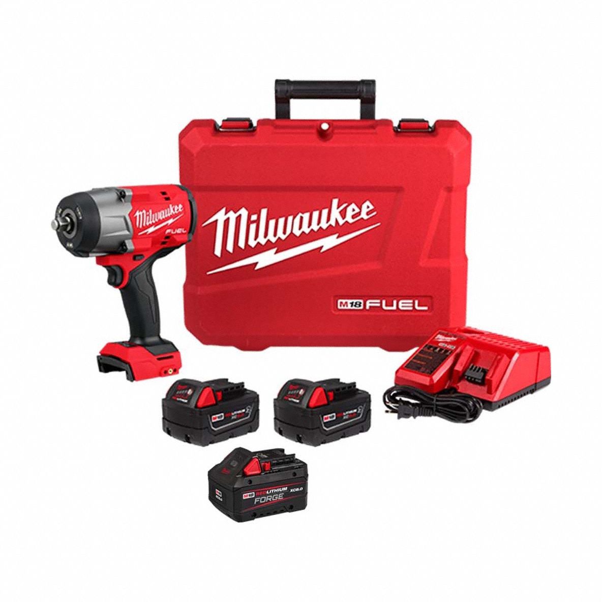 Impact Wrench Kit: 1/2 in Drive Size, 1, 100 ft-lb Fastening Torque, Brushless, M18 FUEL™