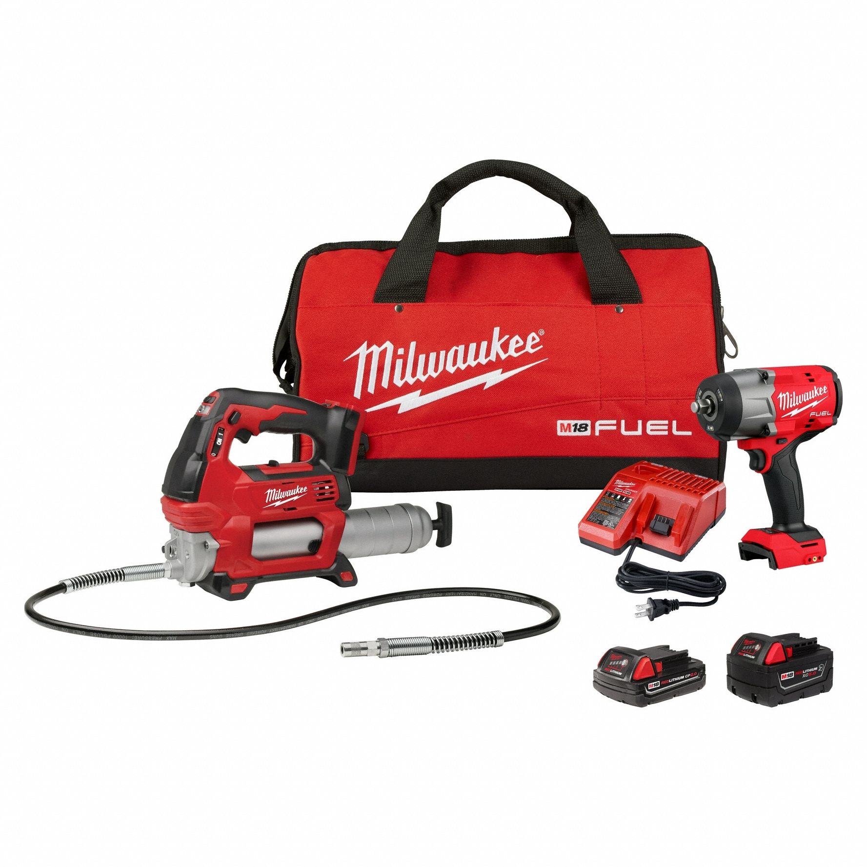 18 V Volt, 2 Tools, HTIW and Grease Gun Kit - 809JL7|2967-22GG - Grainger