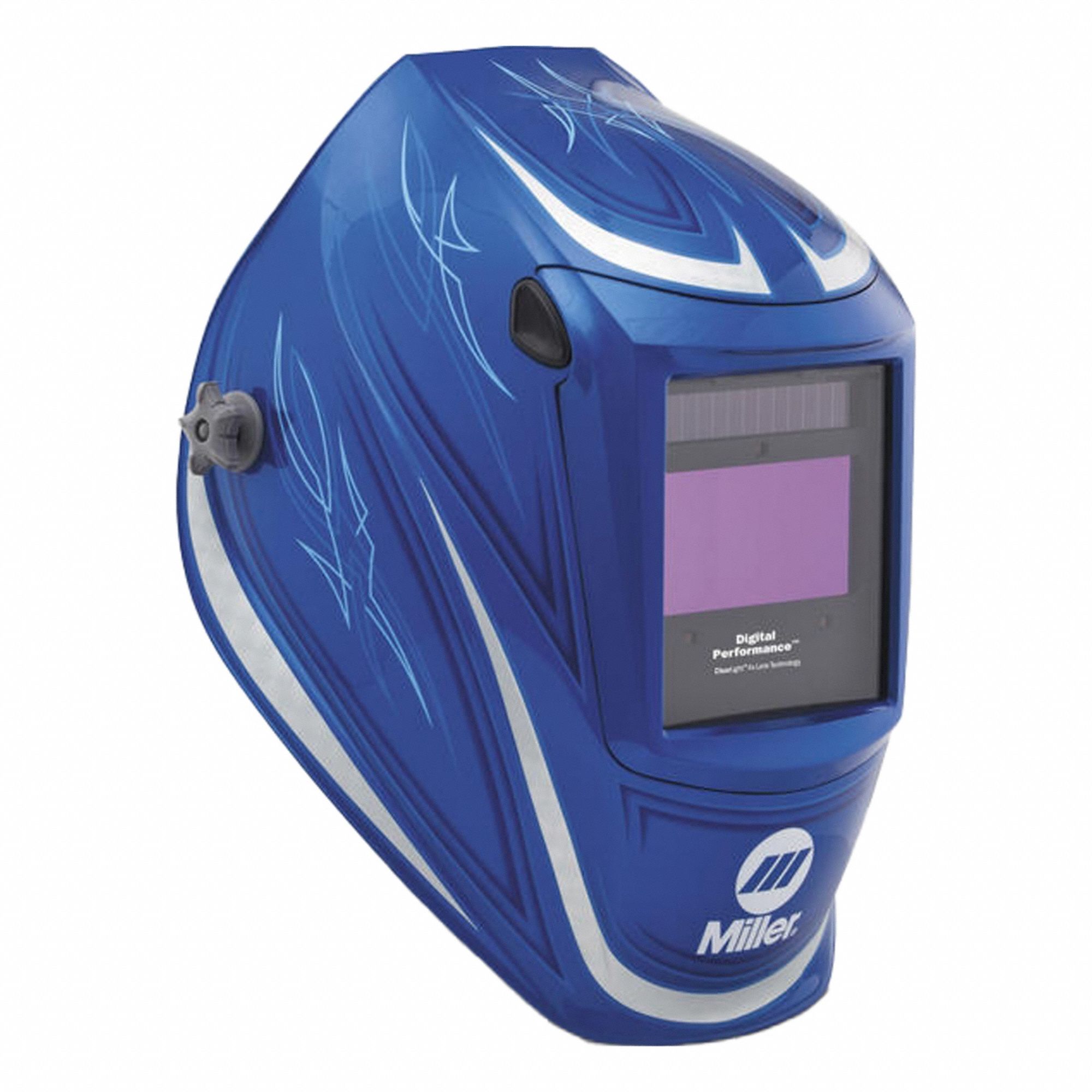 Welding Helmet: Auto-Darkening, 3 Arc Sensors, Blue, Racing, W8-W13, 7.2 sq in