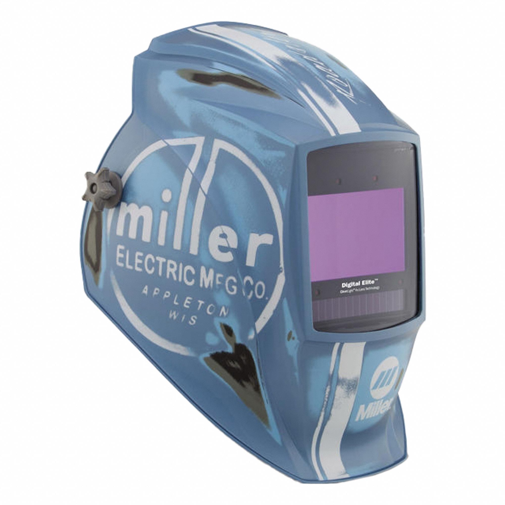 Welding Helmet: Auto-Darkening, 4 Arc Sensors, Gray/Sky Blue, Vintage Car, W8-W13