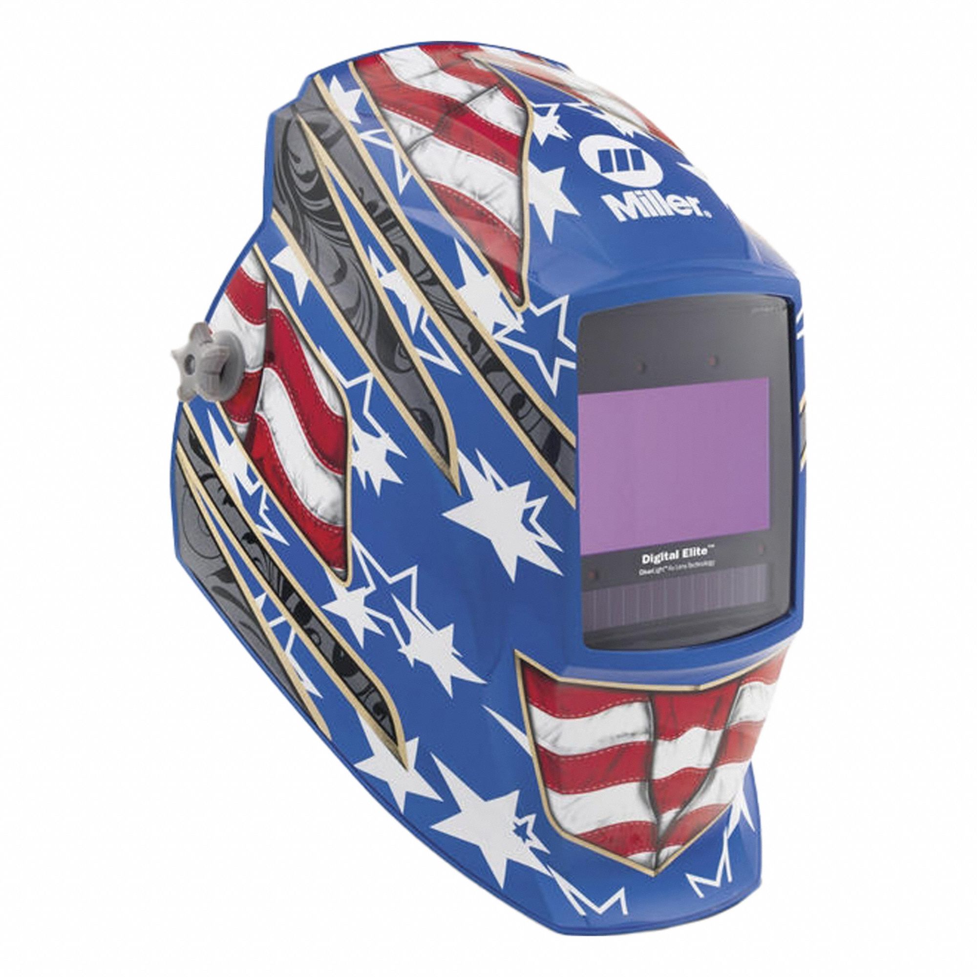 Welding Helmet: Auto-Darkening, 4 Arc Sensors, Blue/Gray/Red/White, Patriotic, Nylon