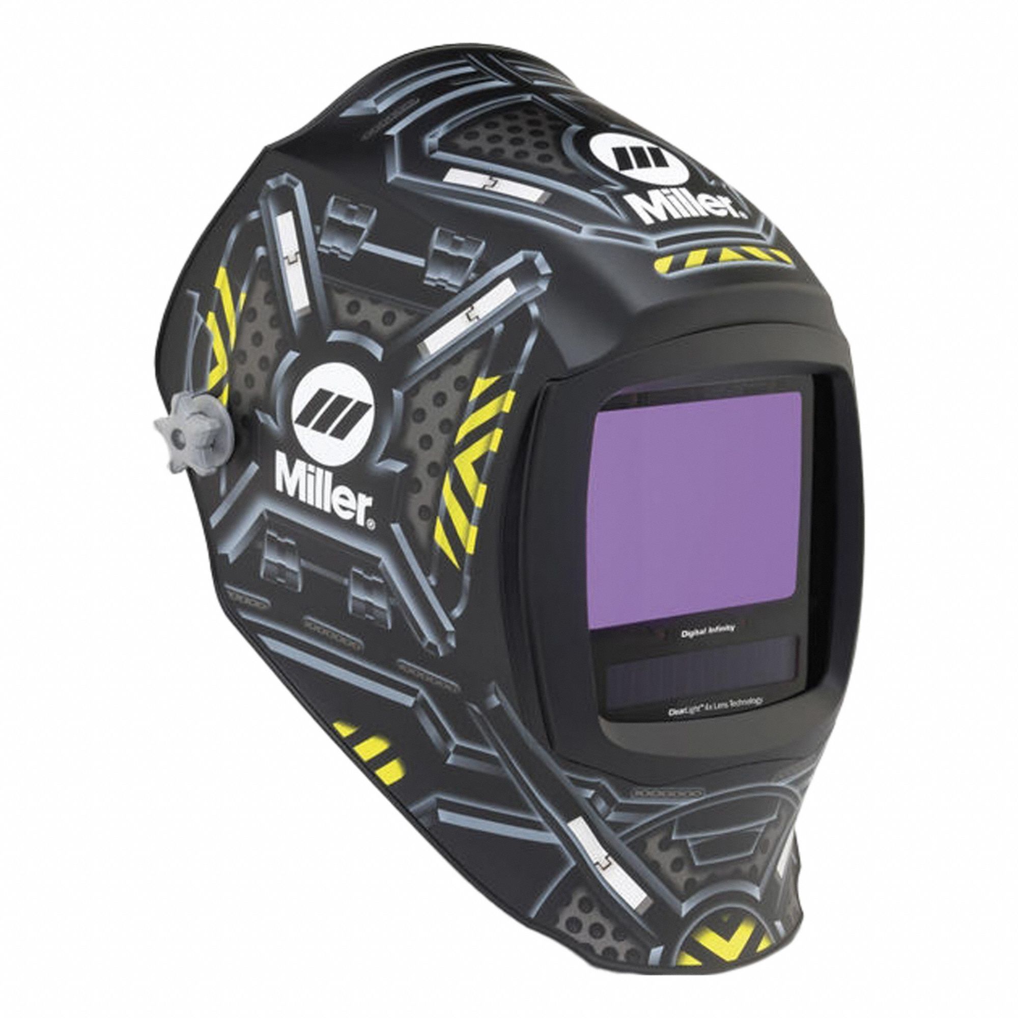 Welding Helmet: Auto-Darkening, 4 Arc Sensors, Black/Gray/White/Yellow, Military