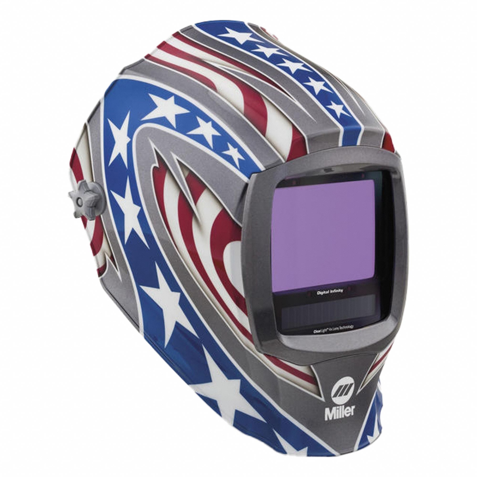 Welding Helmet: Auto-Darkening, 4 Arc Sensors, Blue/Gray/Red/White, Patriotic, Nylon