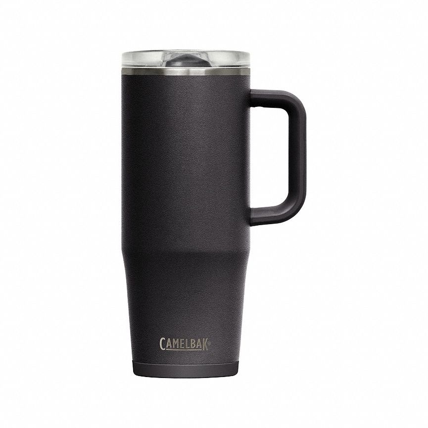 Water Bottle: 32 oz Capacity, Black, Stainless Steel, BPA-Free, 9 5/16 in Overall Ht, Cup