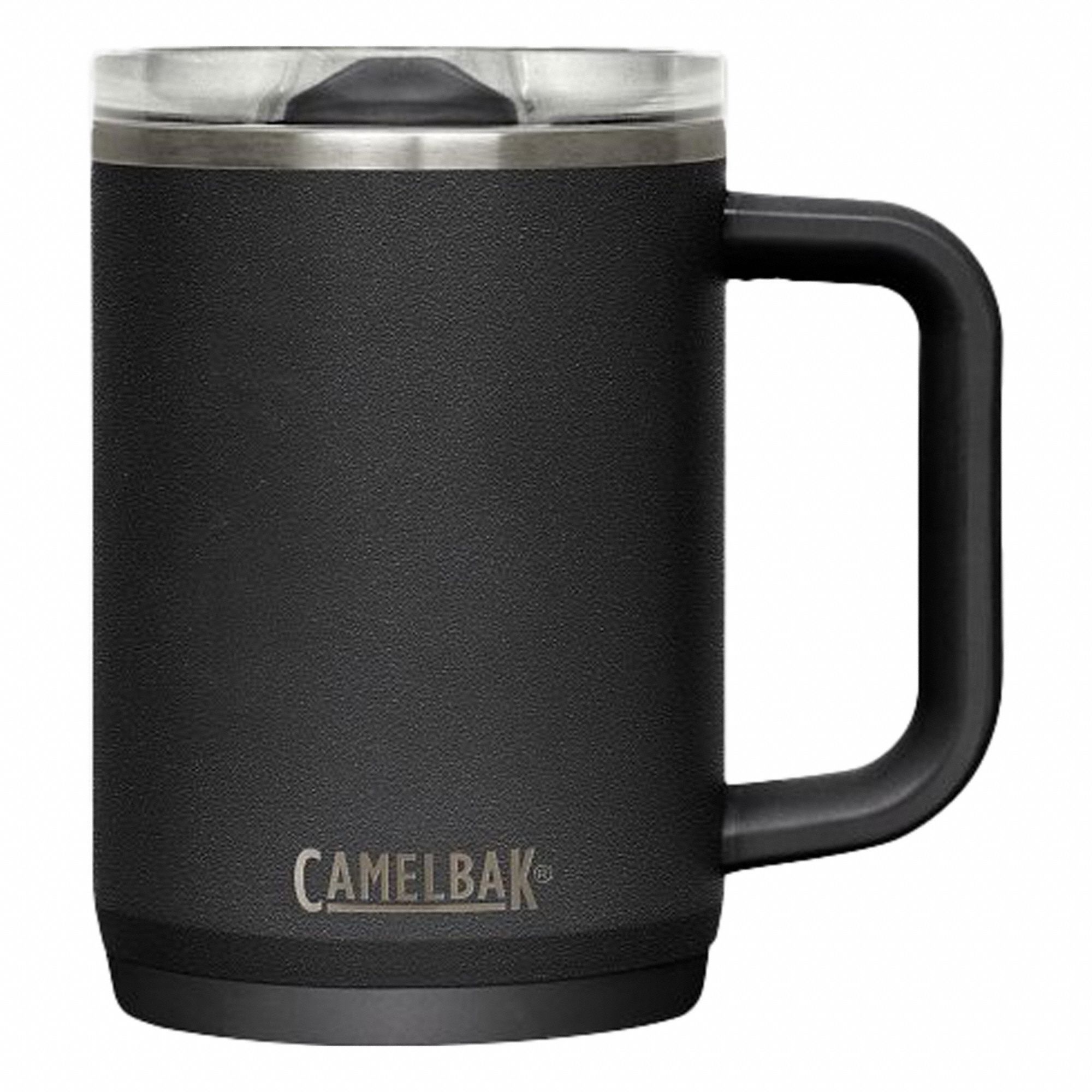Mug: 16 oz Capacity, Black, Stainless Steel, Not BPA-Free, 5 3/4 in Overall Ht, Mug