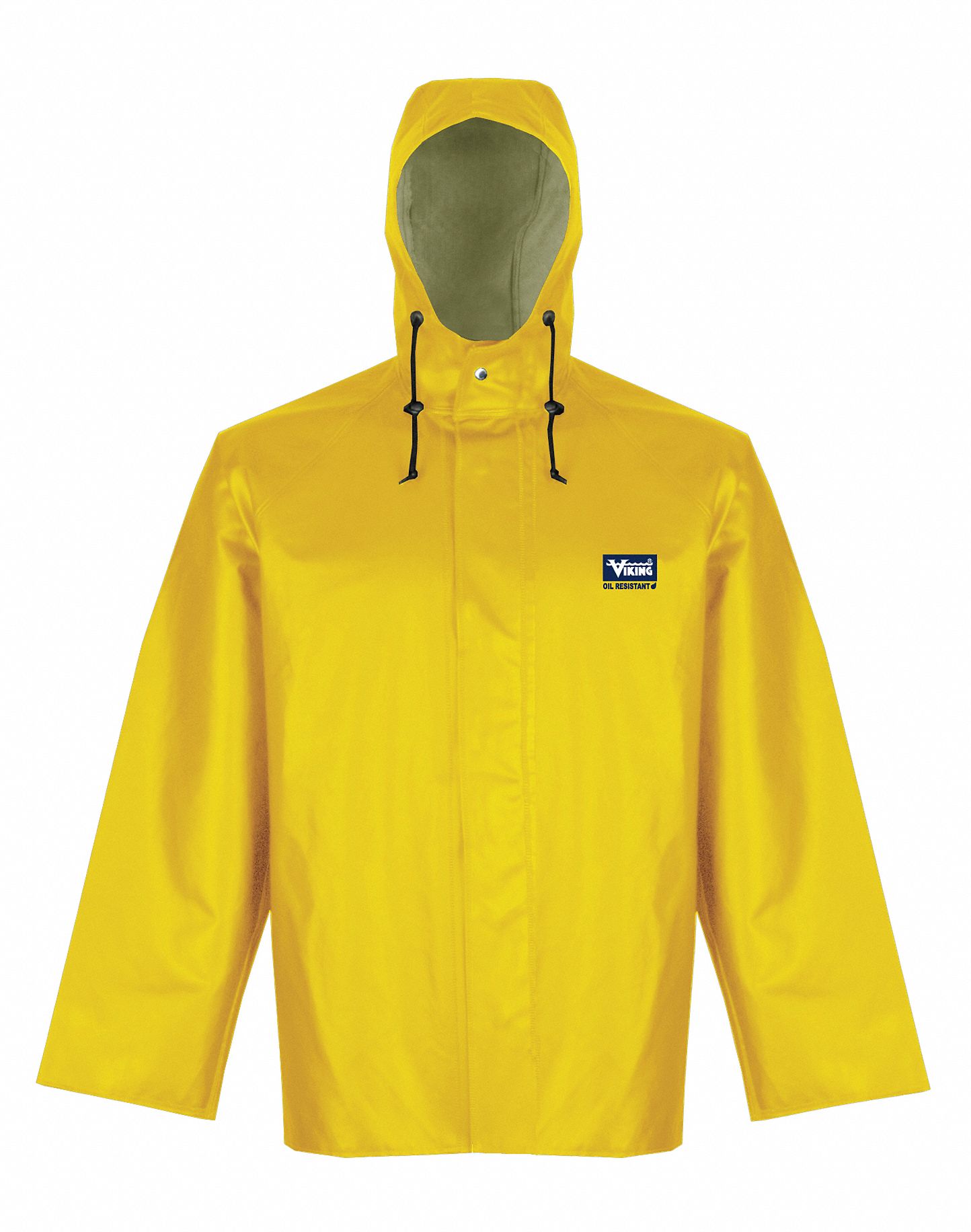 HOODED RAIN JACKET, 2XL, YELLOW, SNAPS, ATTACHED HOOD, 0.45MM PVC/POLY, HIP LENGTH