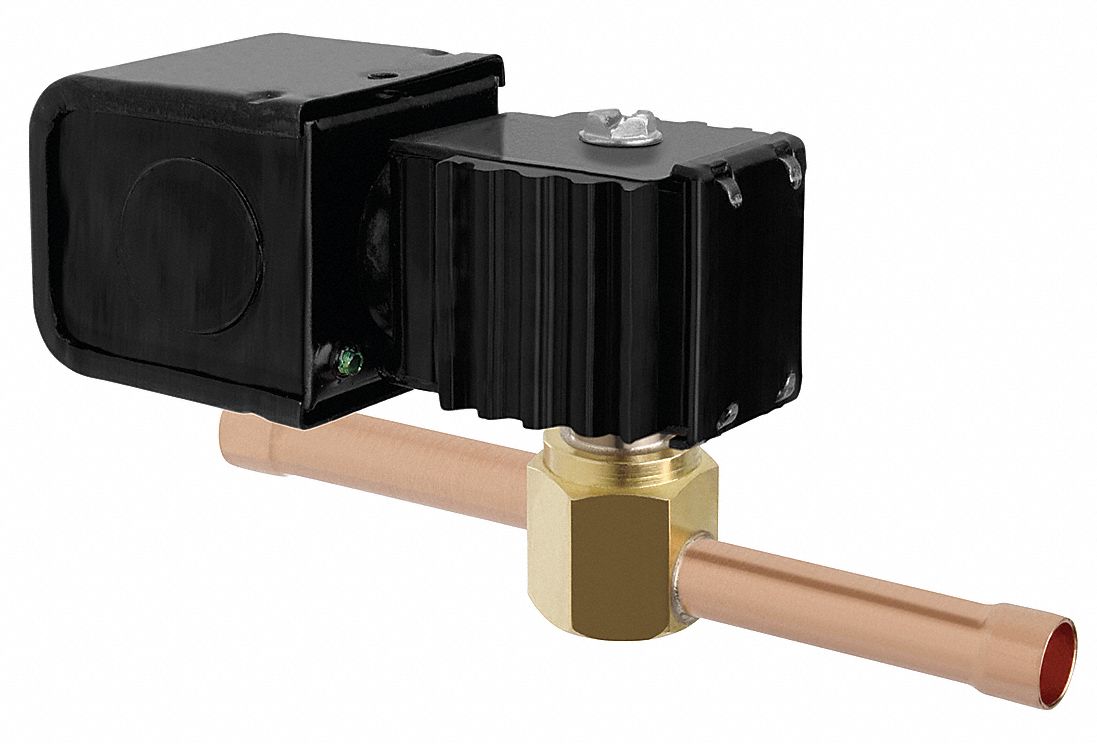 Refrigerant Solenoid Valve: 1/4 in Female Sweat, 0.1 in Port Size, Normally Closed, 2-Way