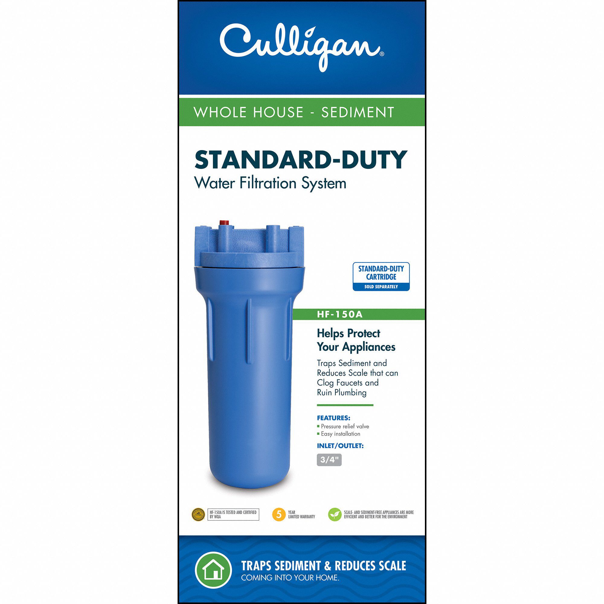 CULLIGAN Filter Housing 3/4 in, NPT, 4 gpm, 125 psi Max Pressure, 12 1