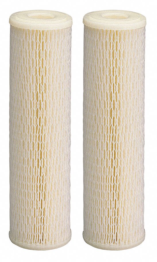 Water Filter Cartridge: 20 micron, Pleated, 4 gpm, Cellulose, 9 3/4 in Overall Ht, 1 PR
