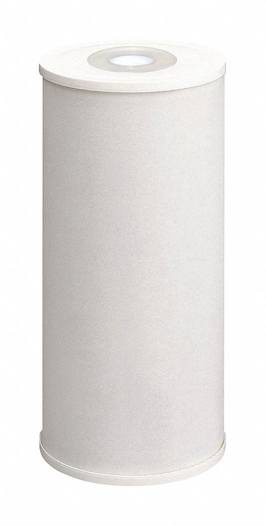 Water Filter Cartridge: 25 micron, 3 gpm, Carbon, 4 1/2 in Outside Dia, 9 3/4 in Overall Ht