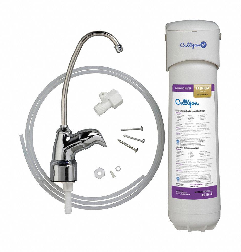 WATER FILTER SYSTEM: 0.5 MICRON, 0.5 GPM FLOW RATE, 500 GAL, 14 IN HT