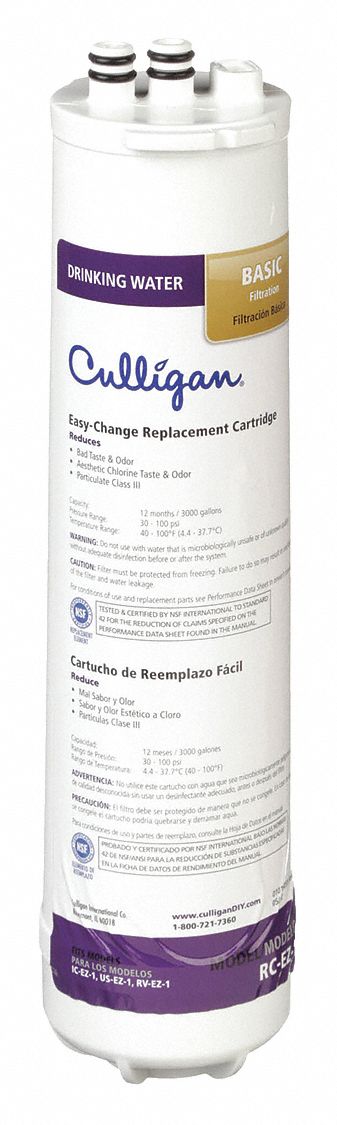 Quick-Connect Water Filter: 0.5 micron Micron Rating, 3, 000 gal Service Life - Gallons