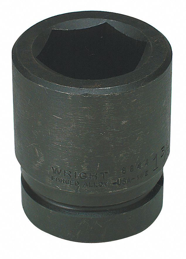 Impact Socket: 1 in Drive Size, SAE, 1 1/16 in Socket Size, 6-Point, Std, Black Oxide