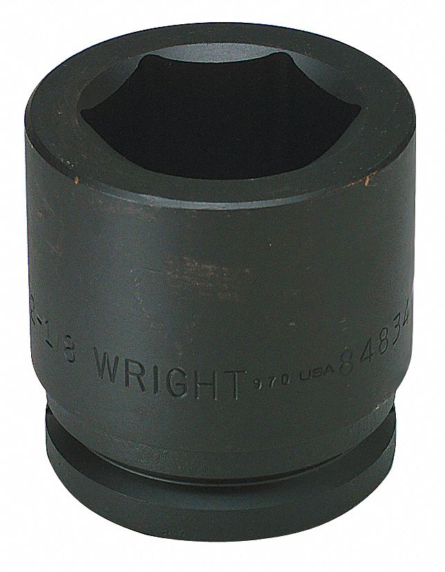 Impact Socket: 1 1/2 in Drive Size, SAE, 1 1/2 in Socket Size, 6-Point, Std, Black Oxide