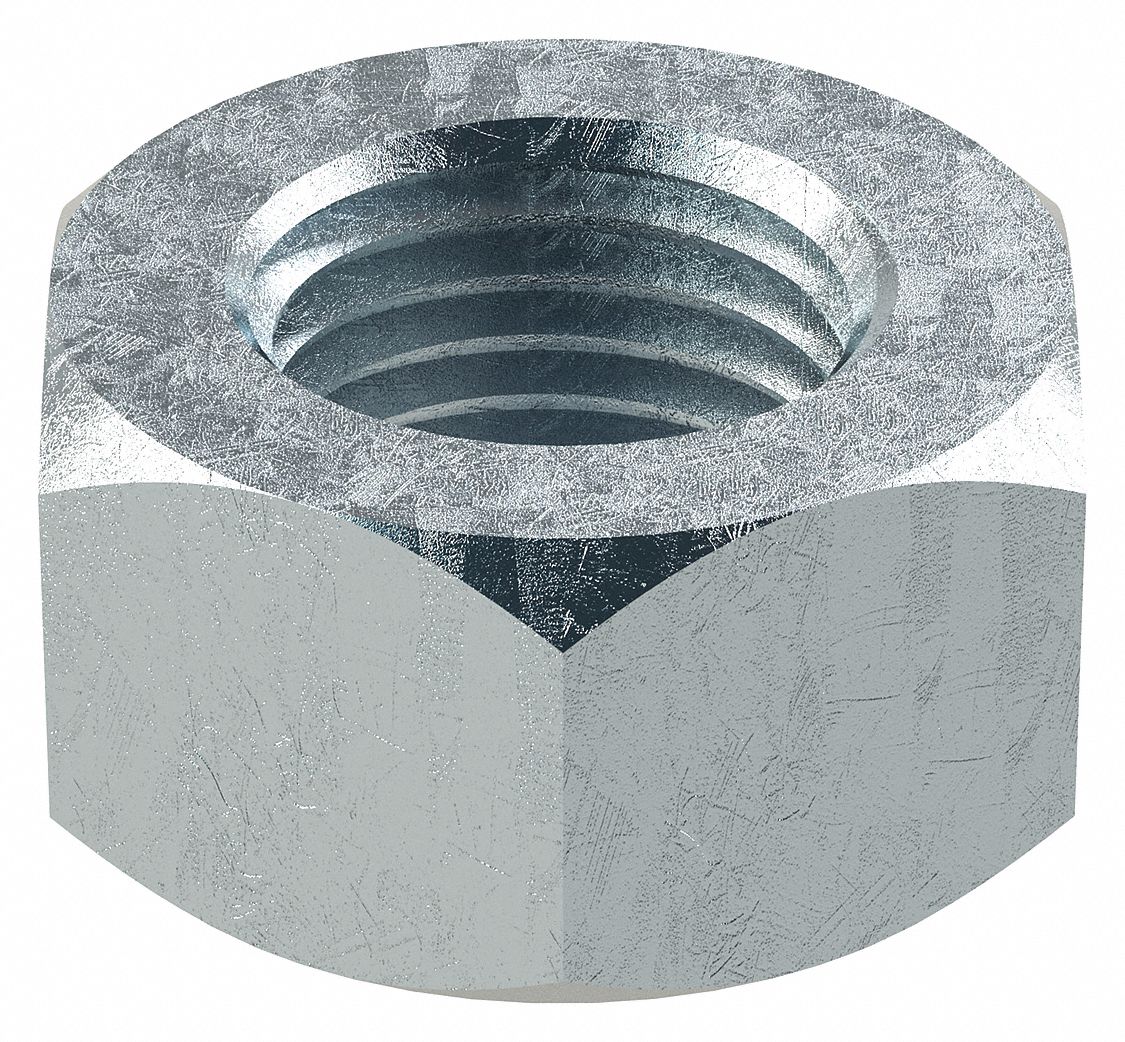 Hex Nut: Std Hex, M33x3.50 Thread, 50 mm Hex Wd, 26 mm Hex Ht, Steel, Class 8, Zinc-Plated, 2 PK