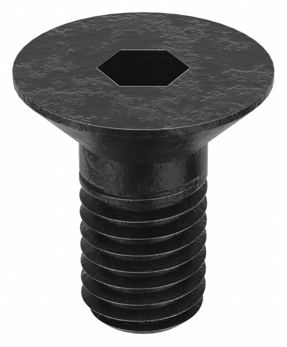 Socket Flat Head Screw: M10x1.50 Thread Size, 16 mm Lg, Flat, Black Oxide, Alloy Steel, 100 PK