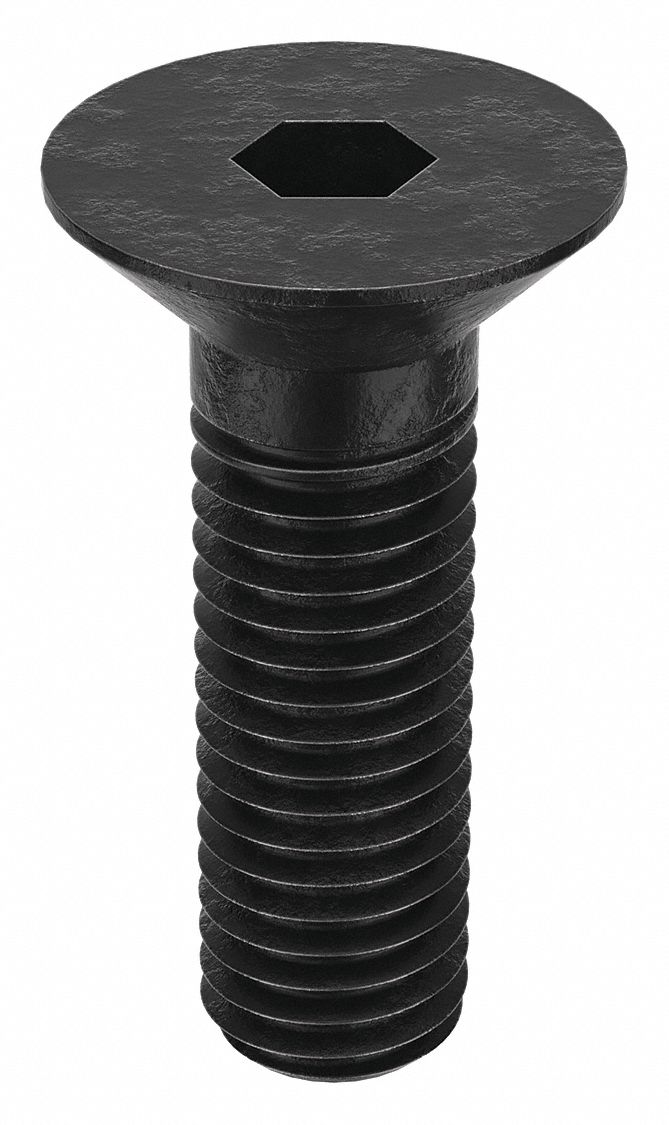 Socket Flat Head Screw: M10x1.50 Thread Size, 30 mm Lg, Flat, Black Oxide, Alloy Steel, 100 PK