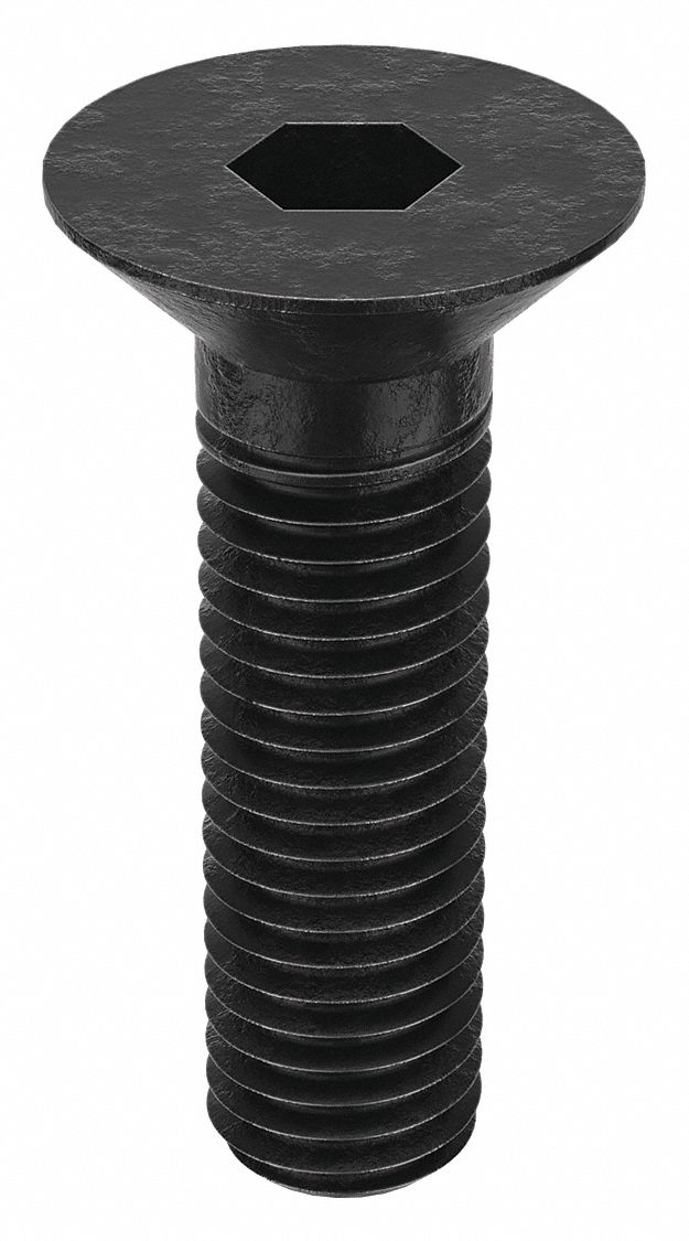 Socket Flat Head Screw: M12x1.75 Thread Size, 40 mm Lg, Flat, Black Oxide, Alloy Steel, 50 PK