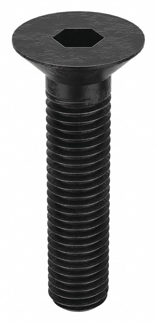 Socket Flat Head Screw: M12x1.75 Thread Size, 50 mm Lg, Flat, Black Oxide, Alloy Steel, 50 PK