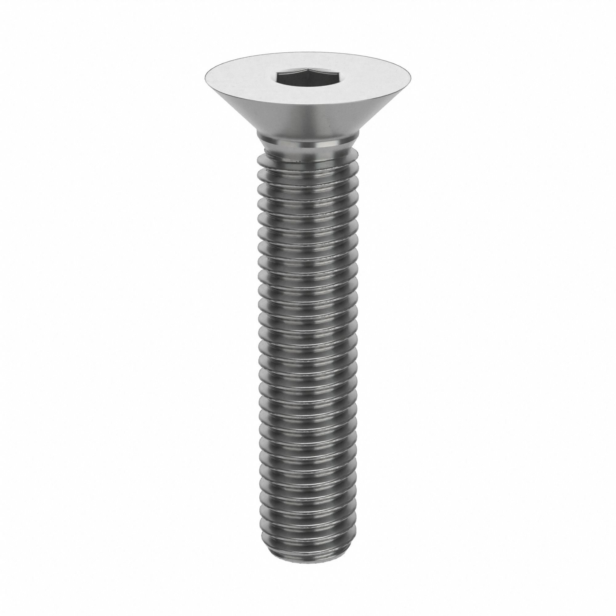 Socket Flat Head Screw: M10x1.50 Thread Size, 50 mm Lg, Flat, Plain, Stainless Steel, 316, 25 PK