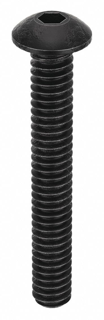 Socket Head Cap Screw: #2-56 Thread Size, 5/8 in Lg, Button, Black Oxide, Alloy Steel, 100 PK