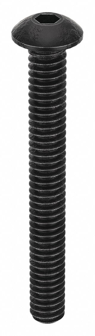 Socket Head Cap Screw: #2-56 Thread Size, 3/4 in Lg, Button, Black Oxide, Alloy Steel, 100 PK