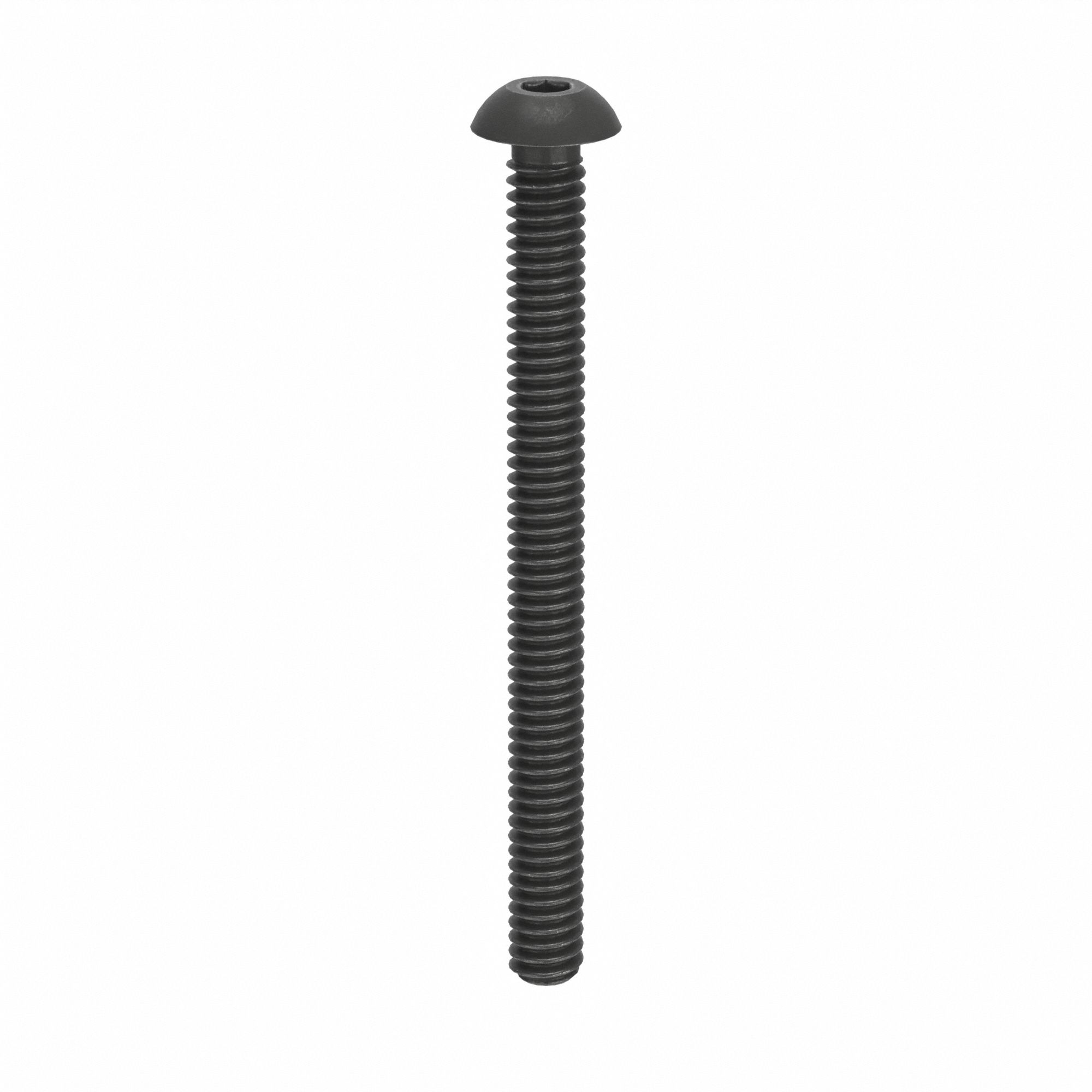 Socket Head Cap Screw: #2-56 Thread Size, 1 in Lg, Button, Black Oxide, Alloy Steel, 100 PK