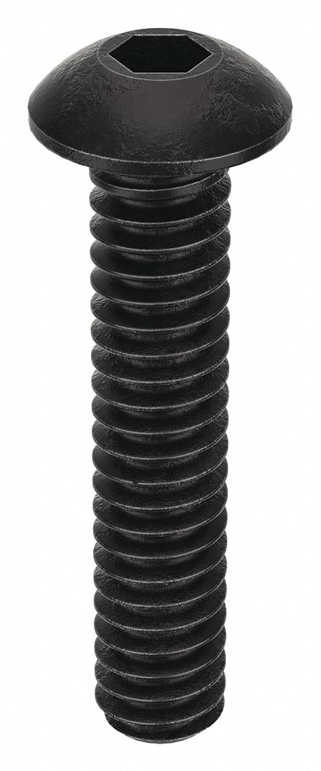 Socket Head Cap Screw: #3-48 Thread Size, 1/2 in Lg, Button, Black Oxide, Alloy Steel, 100 PK