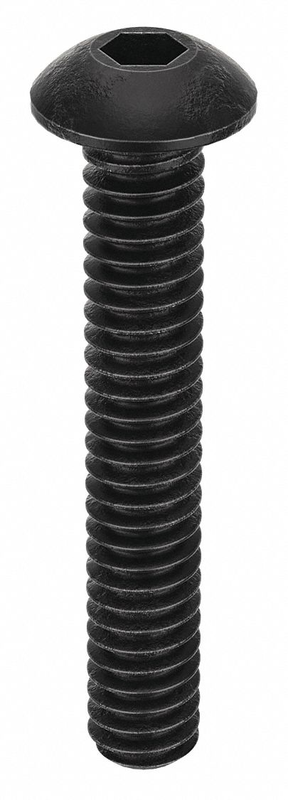 Socket Head Cap Screw: #3-48 Thread Size, 5/8 in Lg, Button, Black Oxide, Alloy Steel, 100 PK
